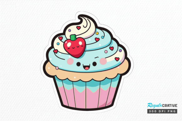 Download Cute Kawaii Cupcakes Valentine Stickers - Cute Collection