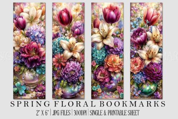 Download Spring Flowers Printable Bookmarks S1 - Premium Bundle