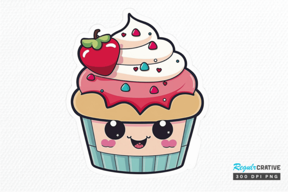 Download Cute Kawaii Cupcakes Valentine Stickers - Cute Collection