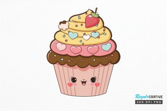 Download Cute Kawaii Cupcakes Valentine Stickers - Cute Collection