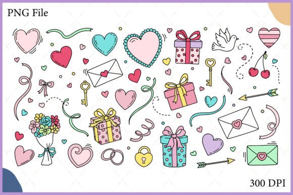 Download Cute Pastel Valentine Clipart Bundle - Cute Collection