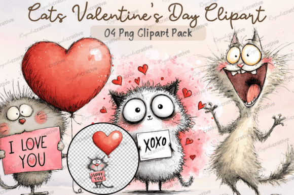 Download Cats Valentine's Day Clipart PNG, Cute - Cute Collection