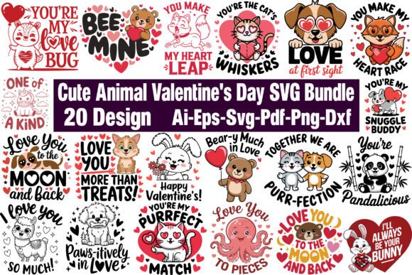 Download Cute Animal Valentine's Day SVG Bundle - Cute Collection