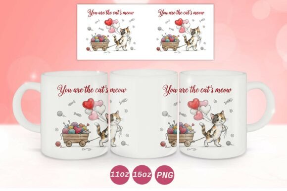 Download Cute Cat Velantine's Day Mug Wrap PNG - Cute Collection