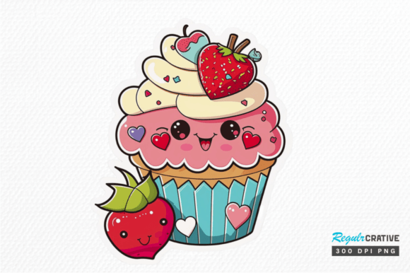 Download Cute Kawaii Cupcakes Valentine Stickers - Cute Collection