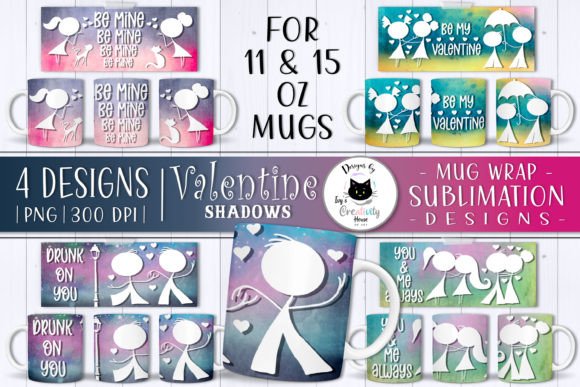 Download Cute Valentine Silhouettes Mug Wraps - Cute Collection