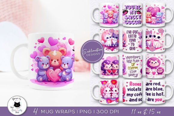 Download Cute Valentine Mug Designs | Animal PNG - Cute Collection