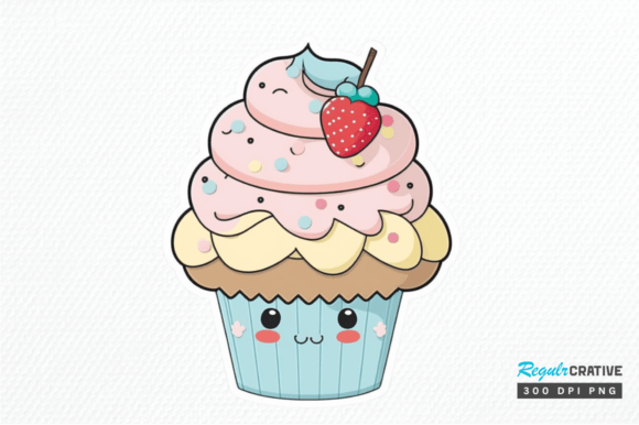 Download Cute Kawaii Cupcakes Valentine Stickers - Cute Collection
