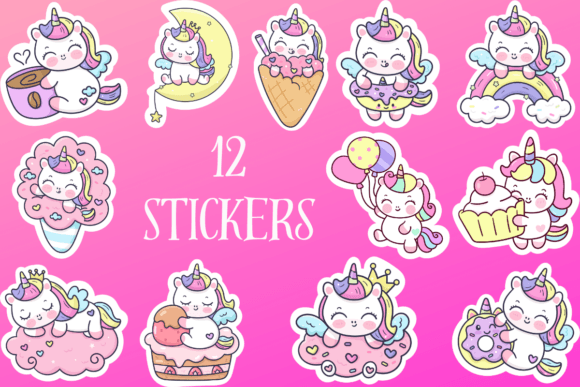 Download Cute Unicorn Sticker Set, Print &amp; Cut - Cute Collection