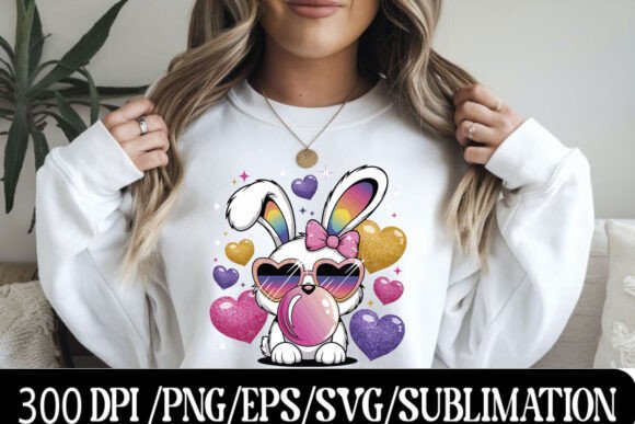 Download Cute Bunny with Heart Sunglasses Blowing - Cute Collection