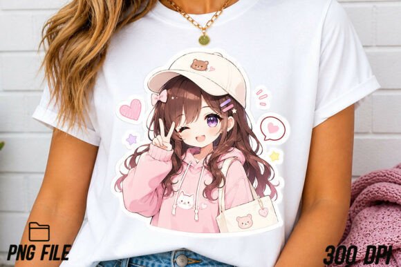 Download Cute Anime Girl Sticker PNG Sublimation - Cute Collection