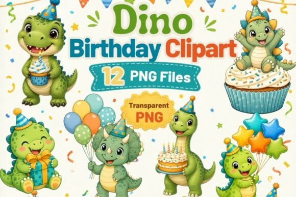 Download Dino Birthday Clipart PNG, 12 Cute Dinos - Cute Collection