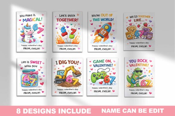 Download Editable 67 Valentine's Day Kid Cards - 67 valentine Collection