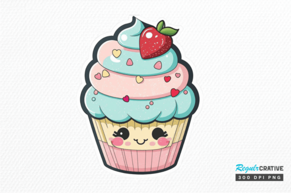 Download Cute Kawaii Cupcakes Valentine Stickers - Cute Collection