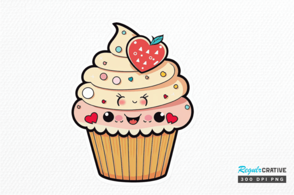 Download Cute Kawaii Cupcakes Valentine Stickers - Cute Collection
