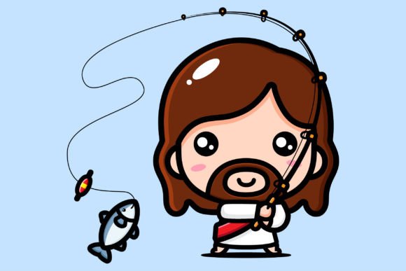 Download Cute Design of Jesus Fishing - Cute Collection