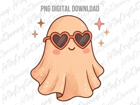 Download Cute Retro Ghost Heart Sunglasses PNG - Cute Collection
