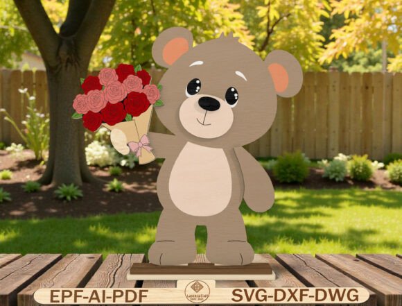 Download Valentine Cute Love Bear Laser Cut File - Cute Collection